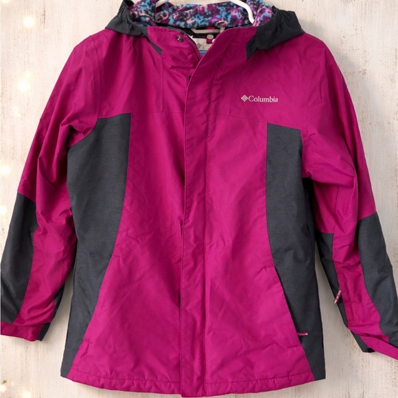 Columbia Other - Columbia Girls Large 14/16 Omni-Tech Winter Jacket Pink Gray Hooded Coat